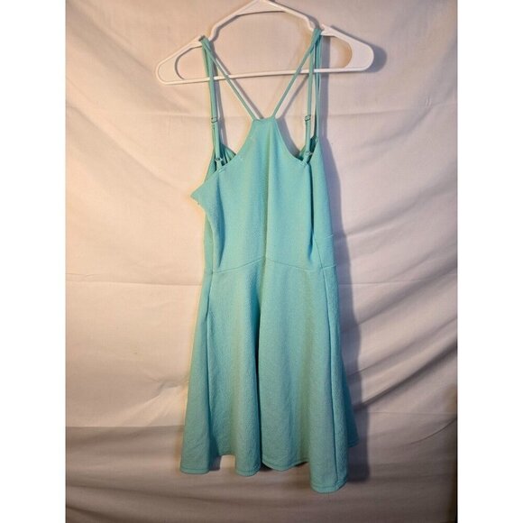 Just fab Teal Fit Flare flirty Dress Womens Size Xl small Flaw Sleeveless Short - Picture 2 of 3